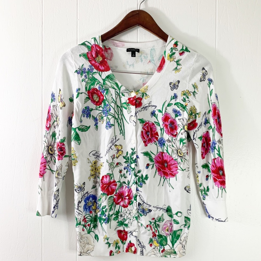 Talbots Floral Button Up Cardigan Size Small